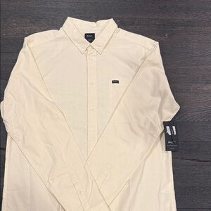 RVCA Men's Button Down Cream Shirt